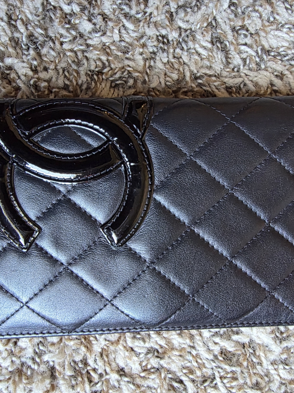 CHANEL Black Quilted Leather Cambon with Patent CC Emblem - Picture 11 of 12